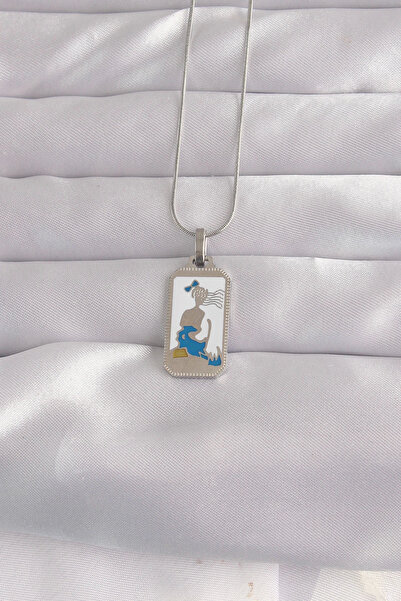 Belle Fusion BFS 316L قلادة تارو من الفولاذ الفضي اللون الأبيض المينا للفتيات