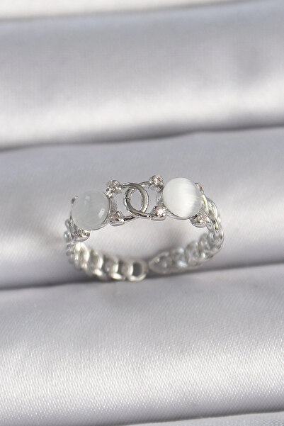 Belle Fusion خاتم BFS نحاسي فضي اللون قابل للتعديل من حجر الزركون الأبيض المي...