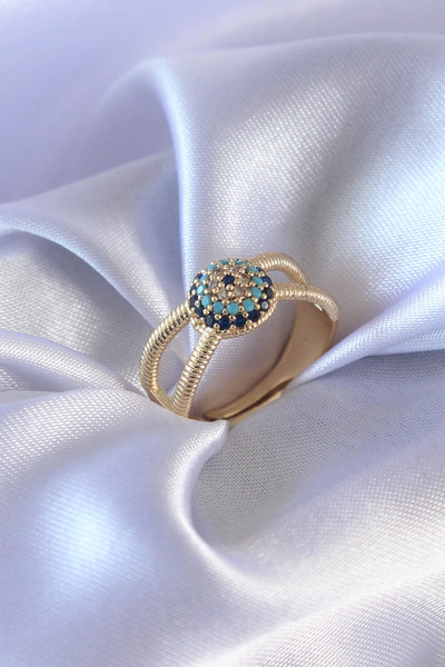 Belle Fusion خاتم نسائي من BFS مصنوع من الخرز باللون الذهبي