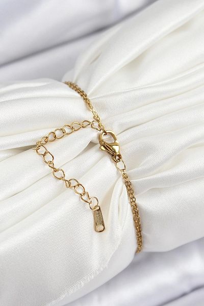 NETWORK ART Bfs 316L Steel Chain Pink Enamel Artistic Portrait Pearl Detailed Tulip Model Gold Color Women's Bracelet