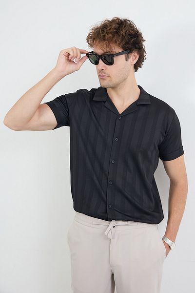 Fulla Moda Πουκάμισο ζακάρ με διπλωμένο μανίκι