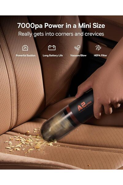 Baseus مكنسة كهربائية صغيرة محمولة باليد، شفط قوي 6000 باسكال، مكنسة كهربائية للسيارة بسعة كبيرة، لاسلكية