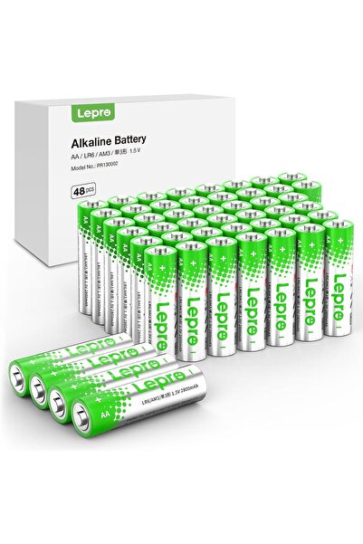 LEPRO مجموعة من 48 بطارية AA، بطارية قلوية مزدوجة AA بقوة 1.5 فولت، عالية الس...