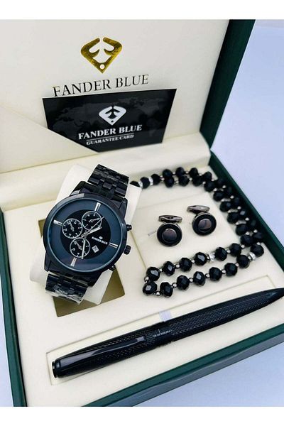 FANDER BLUE Vander Blue Men's Set: Includes Watch, Pen, Cufflinks, and Rosary