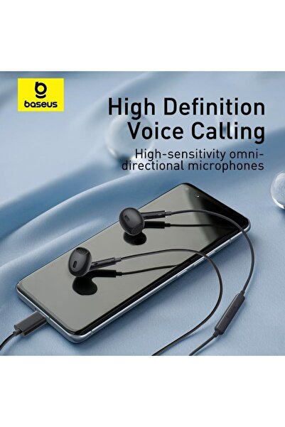 Baseus Type C Earphones Encok CZ17, Semi-In-ear Headphones with Microphone USB C Wired Earphones for