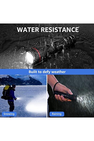 LEPRO LED Flashlight Rechargeable, 15000 Lux, 1000 Lumen, USB Rechargeable, Zoomable, 5 Modes, IPX4