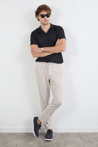 Fulla Moda Πουκάμισο ζακάρ με διπλωμένο μανίκι