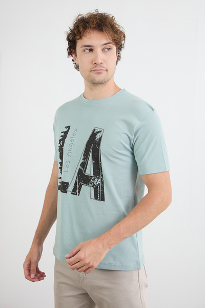 Fulla Moda Μπλουζάκι με στάμπα του Λος Άντζελες με λαιμόκοψη