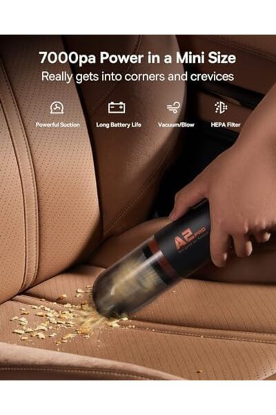 Baseus مكنسة كهربائية صغيرة محمولة باليد، شفط قوي 6000 باسكال، مكنسة كهربائية للسيارة بسعة كبيرة، لاسلكية