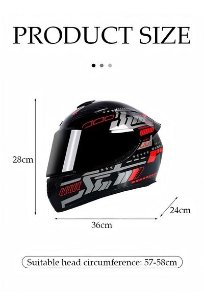 Generic Full Face Motorcycle Helmet, Cool Anti-collision Cycling Helmet, Breathable with Black Lenses (L)
