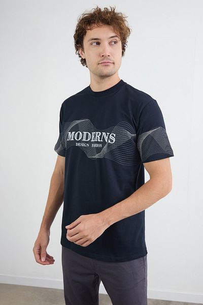 Fulla Moda Μπλουζάκι με μοντέρνα στάμπα με λαιμόκοψη