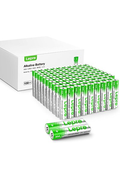 LEPRO مجموعة من 100 بطاريات قلوية AAA، بطارية Triple A بسعة 1200 مللي أمبير/ساعة مع تقنية مقاومة التسرب، درجة حرارة عالية