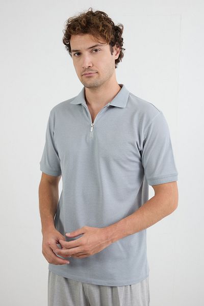 Fulla Moda Μπλουζάκι Basic Polo Neck με μισό φερμουάρ