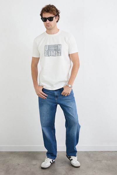 Fulla Moda Slogan Embossed Crew Neck T-Shirt