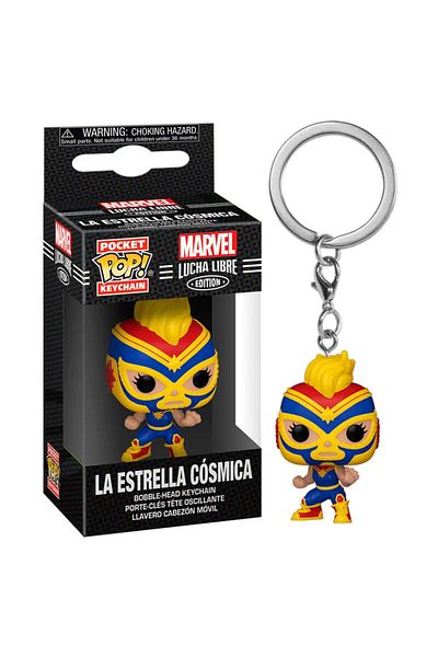 Funko Pop Keychain Figure - Marvel Luchadores Captain Marvel La Estrella Cosmica