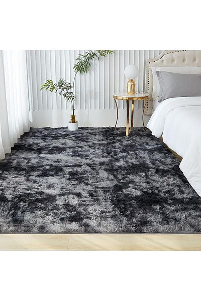sharpdo Area Rug for Living Room, Tie-Dyed Beige Soft Fuzzy Plush Indoor Carpets for Bedroom