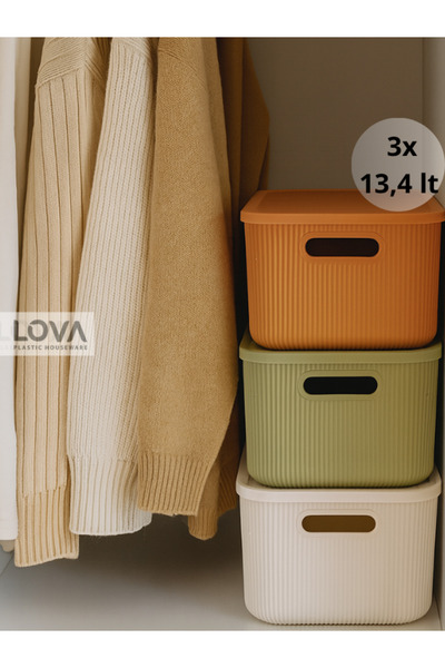 Lova 13,4 lt Shell Cok Amaçlı Dolap İçi Düzenleyici (3 Adet) (Renkli)