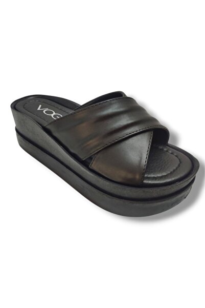 Voga 2500-81-25 Deri Dolgu Topuk Kadın Terlik