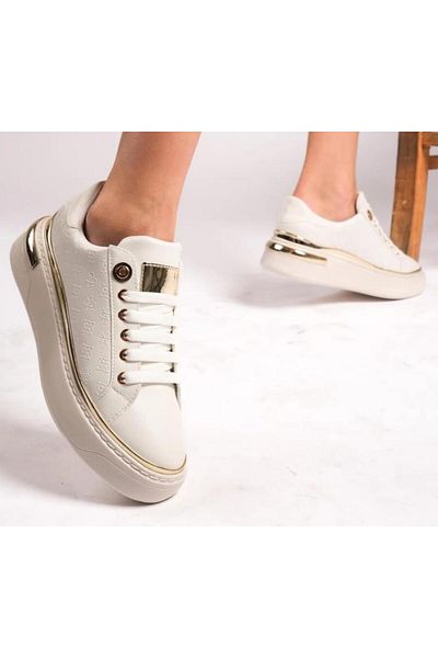 Kuum London K732559 Women's Monogram Patterned High Sole Sneaker Shoes
