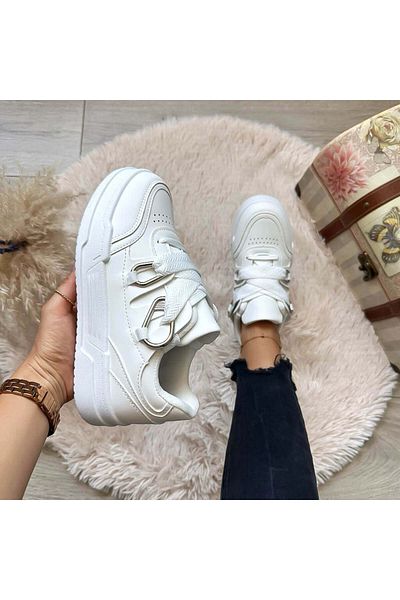Casual Adidasi dama, casual, din piele ecologica, 6455, alb