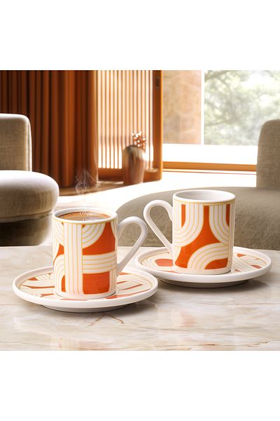 Aryıldız Havana Orange 4 Piece Coffee Cup Set for 2 People 90 ml