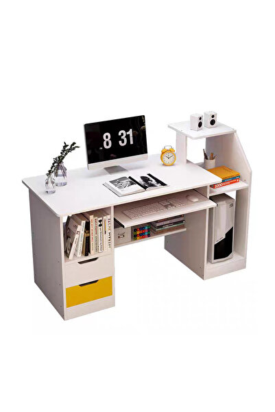 sharpdo مكتب دراسة منزلي عصري مع أدراج للتخزين 98*40*92 سم