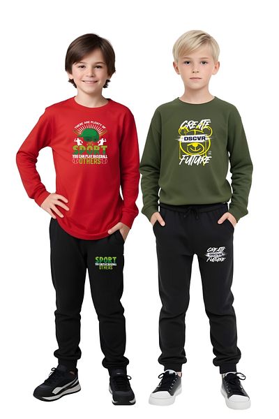 FYK KİDS 2-Piece Boy's Printed Zero-Collar Muslim Bottom-Up Set