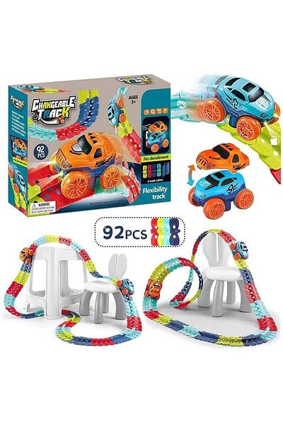 COOYA Race Car Tracks and Electric Anti-Gravity Race Car Toy，Road Race Playset DIY Flexible Race Track
