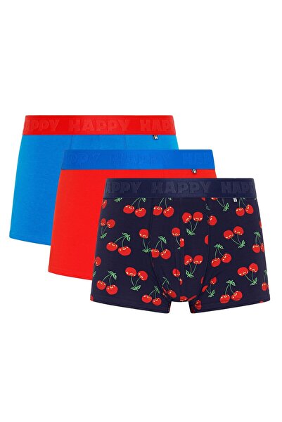 Happy Socks Herren Boxershorts, 3er Pack - Trunks, Cotton Stretch, uni/gemustert