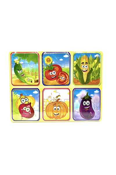 China Wooden set with 6 built-in puzzles - Vegetables, 36 pieces, 7toys
