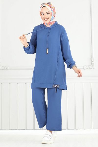 ModaMerve Arma Detail Aerobin Suit 6014Uz1029-M Indigo