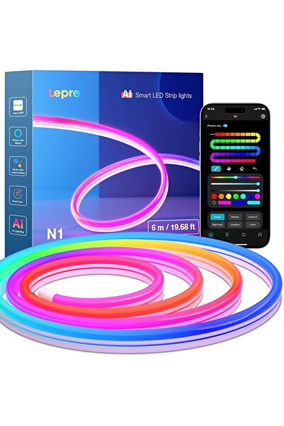 LEPRO N1 AI Smart Rainbow Neon Light Strip 6M, 96 LEDs/M, Work with Alexa, Go...