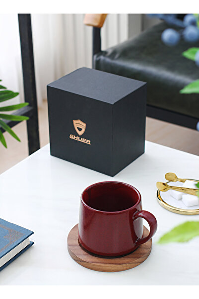 sharpdo 300 ML Kiln Glaze Process Ceramic Coffee Cup With Wooden Pad