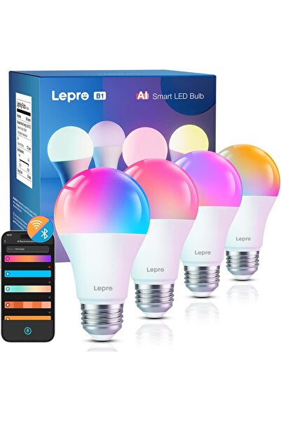 LEPRO مصباح ذكي B1 AI E27، 806 لومن 8.5 واط (استبدال 60 واط)، مصباح ذكي بمزام...