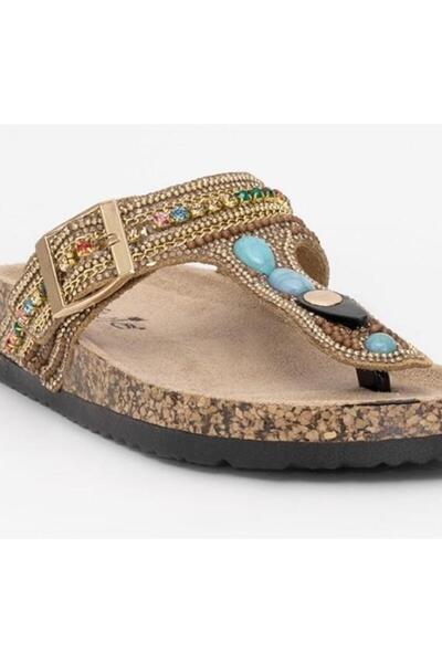 Guja 25Y102-7 Women's Cork Sole Flip Flops Stone Slippers