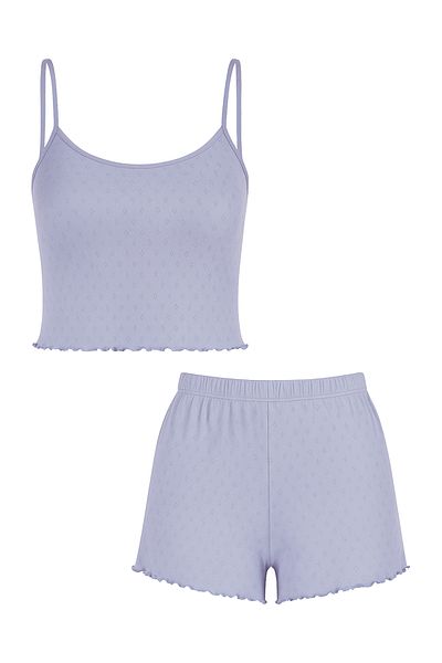 koza iç giyim Women's Cotton Rope Strap Shorts Set