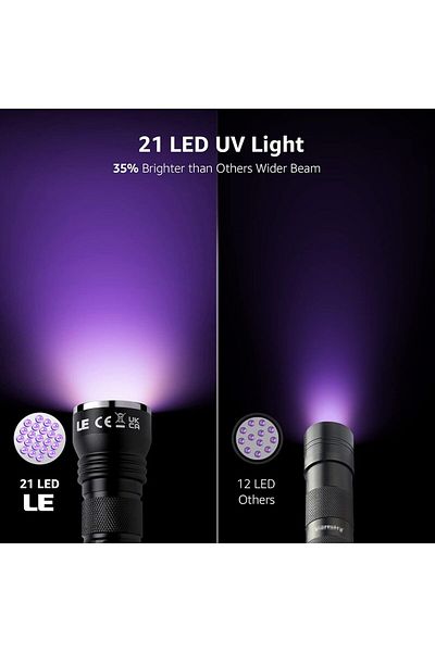 LEPRO UV Light, 21 LED 395nm UV Torch, Black Light Detector for Pets Urine, Stain, Bed Bugs, Scorpio