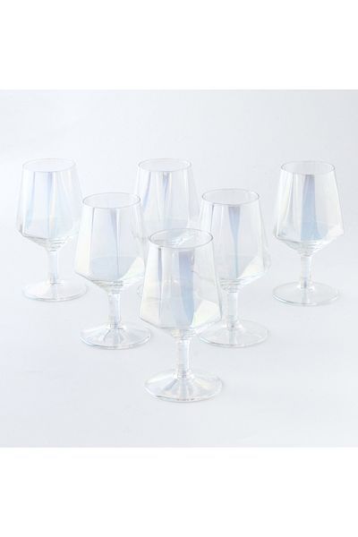 sharpdo 6-Pieces 430 ml Creative European Diamond Shaped High Foot Glass Juice Cup