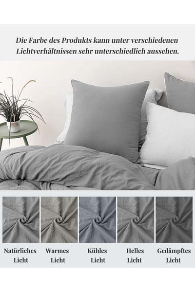 MILDLY Bed Linen, 2 Pieces, Grey, Microfiber, 135 X 200 Cm/ 80 X 80 Cm