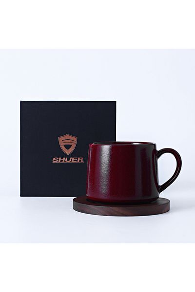 sharpdo 300 ML Kiln Glaze Process Ceramic Coffee Cup With Wooden Pad