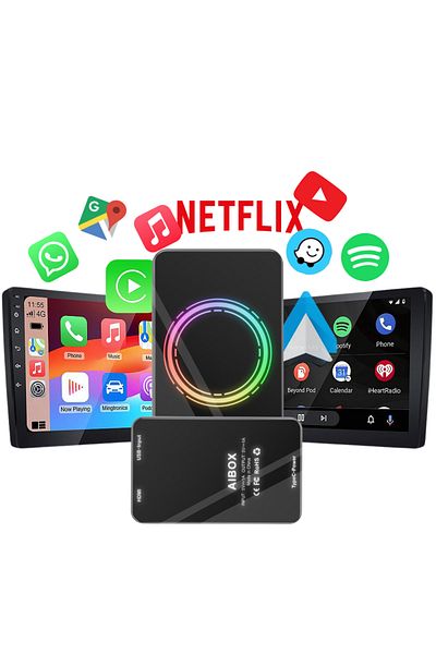 LUVLU Adaptor Wireless Carplay Si Android Auto Sistem Integrat Android 4gb Ram 32gb Rom Netflix Youtube