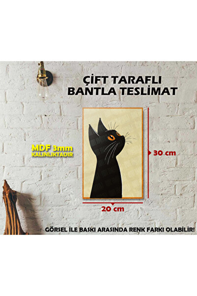 Borambalaj Tablou MDF cu ilustrație tematică de culoare cu design de pisică 2...