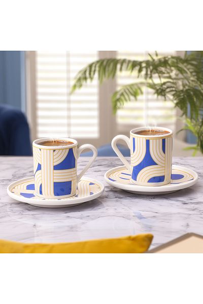 Aryıldız Havana Blue 4 Piece Coffee Cup Set for 2 People 90 ml