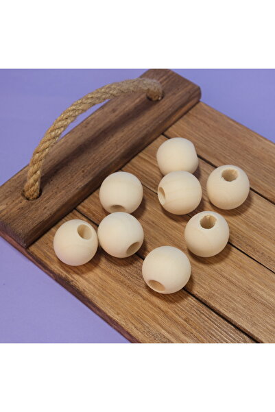 Prestij Boncuk Сурови дървени мъниста 25 мм с голяма дупка, необработени дърв...