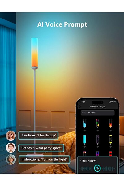 LEPRO O1 AI Floor Lamp, 2300LM Smart LED Standing Lamp, APP/WiFi, Alexa & Google Compatible, RGB+CCT