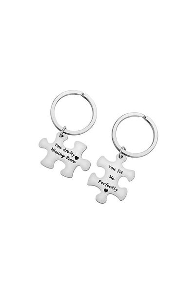 OEM "The Missing Piece" keychain set for lovers, friends and family with a message of love