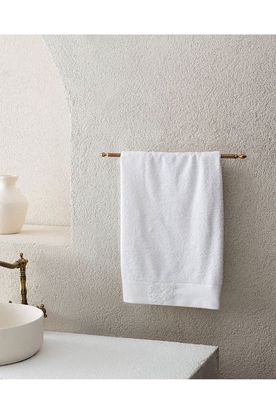 Madame Coco Berly Embroidered 100% Cotton Face Towel - White - 50X76 cm