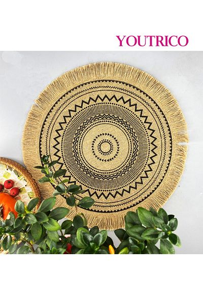 Youtrico 1pcs,38-43cm,placemats, plate coasters,tablemat,woven jute,tassels,