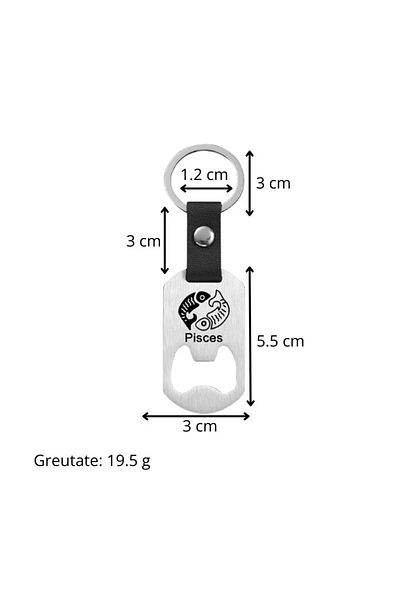 OEM "Ambitious Pisces" keychain, symbol of the Pisces zodiac sign with integrated bottle opener