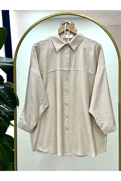 MİHRA STORE Nubona Front Robe Detailed Tunic-As5897 Stone
